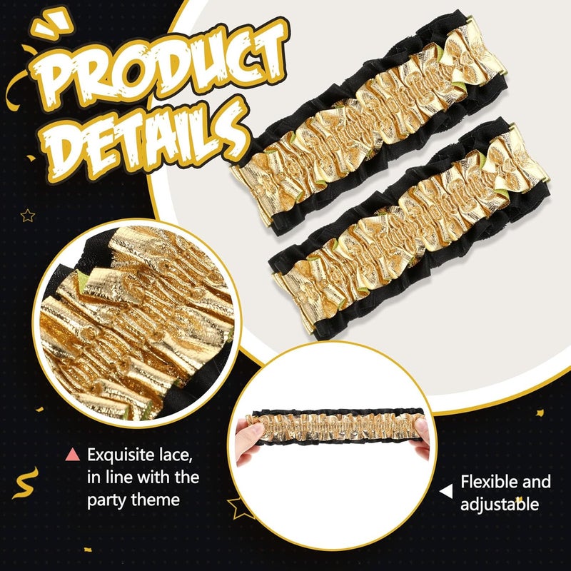 Jadive 2 Pcs Roaring 20s Armband Garter for Men Sleeve Shirt Costume Anti Slip Arm Holder Garter Belt for 1920s Party - Image 3